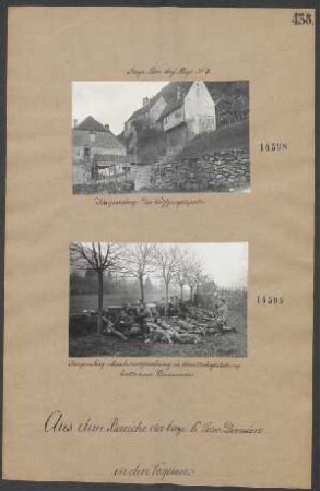 Kaysersberg: Maschinengewehrzug in Bereitschaftsstellung hinter einer Steinmauer