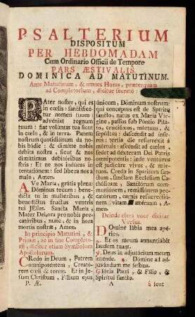 1-154, Psalterium dispositum per Hebdomadam...