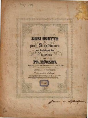 Drei Duette : für zwei Singstimmen mit Begleitung des Pianoforte ; op. 21, 2. Die Heimkehr : für Sopran und Bass oder Alt