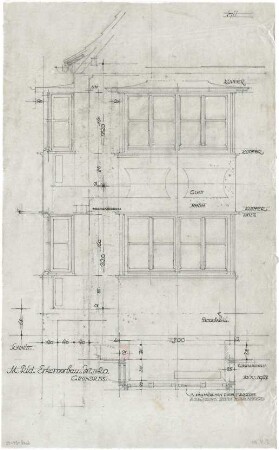 Döllgast, Hans; München, Ferdinand Maria Str.; Wohnhaus Martin Rid - Grundriss; Ansicht; Schnitt