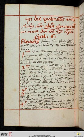 Jn die exaltationis crúcis [Predigttext, Gal 6,14:]