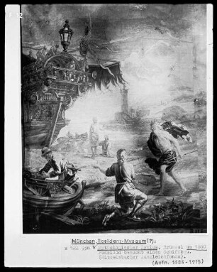 Mythologischer Zyklus: Poseideon besucht einen Schiffbau