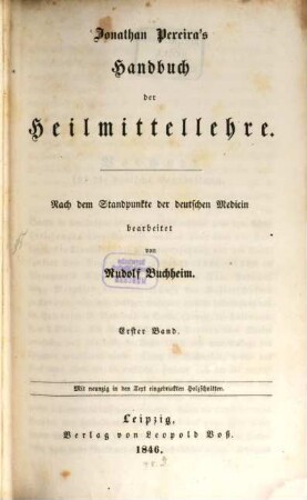 Handbuch der Heilmittellehre, 1