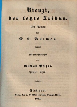 Rienzi, der letzte Tribun : Ein Roman, 5