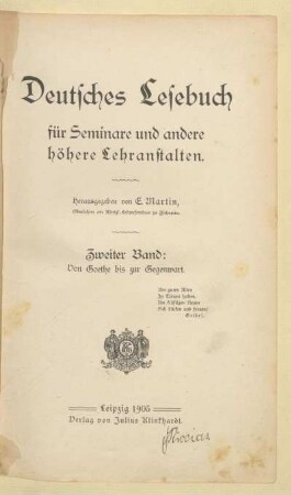 Band 2, [Schülerband]: Von Goethe bis zur Gegenwart