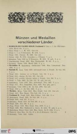 Münzen und Medaillen verschiedener Länder (Nr. 1-1853)