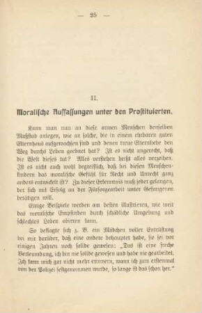 II. Moralische Auffassungen unter den Prostituierten
