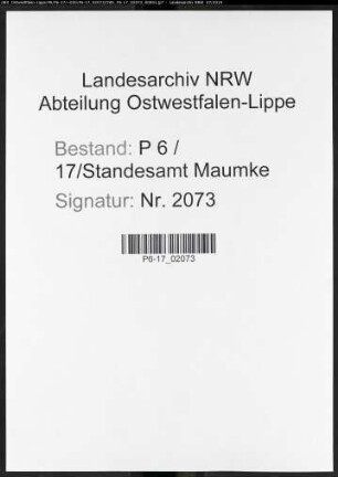 Sterberegister Standesamt Maumke