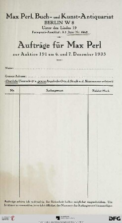Aufträge für Max Perl