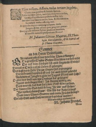 Sonnet an den Herrn Bräutigam.