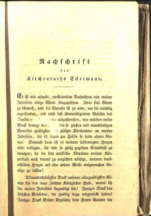 Nachschrift des Kirchenraths Eckermann.