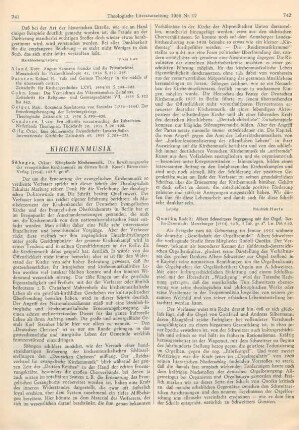 742-743 [Rezension] Quoika, Rudolf, Albert Schweitzers Begegnung mit der Orgel