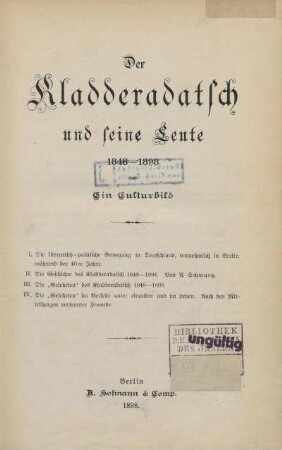 Der Kladderadatsch und seine Leute 1848-1898 : ein Culturbild