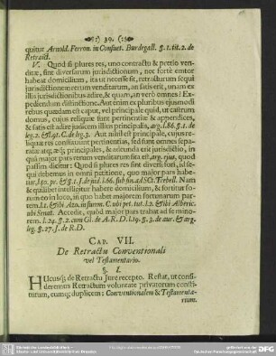 Cap. VII. De Retractu Conventionali vel Testamentario