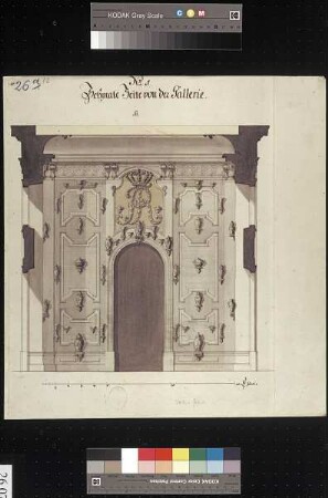 Aufriss einer Schmalseite der Galerie