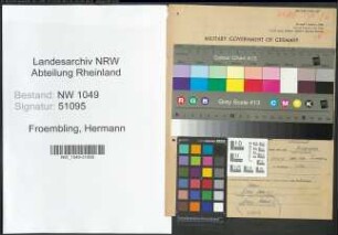 Entnazifizierung Hermann Froembling , geb. 25.06.1891 (Rechtspfleger)