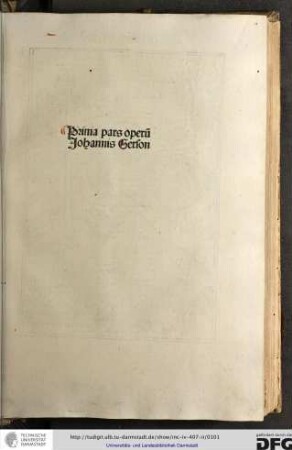Prima pars operum Johannis Gerson.