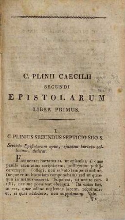 C. Plinii Caecilii Secundi Epistolarum : libri decem