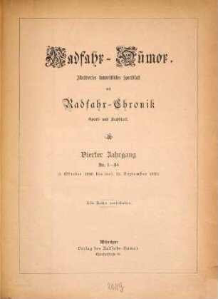 Radfahr-Humor. 4. 1890/91
