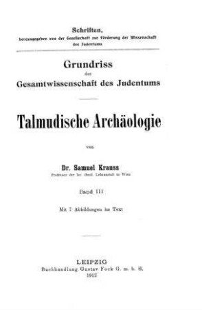 In: Grundriß der Gesamtwissenschaft des Judentums ; Band 3