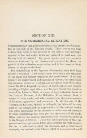 Section XIII. The commercial situation