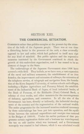 Section XIII. The commercial situation
