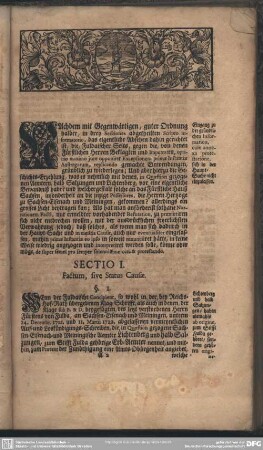 Sectio I. Factum, sive Status Causae