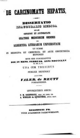 De cariinomate hepatis : Diss. inaug.