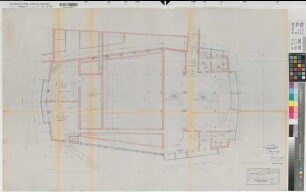 Münster (Münster) Neubau des Gymnasiums Paulinum Aula Grundriß Kellergeschoß 1957 1 : 50 68 x 106 Pause Staatshochbauamt Münster Regierung Münster Nr. 34075