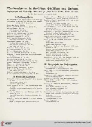 17: Wandmalereien in tirolischen Schlössern und Ansitzen, [2] : Ergänzungen und Nachträge 1909-1915 zu "Der Väter Erbe", Seite 111-160