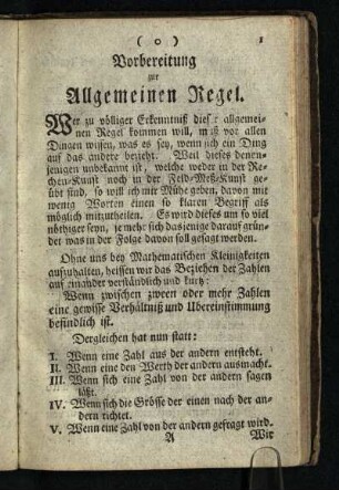 Vorbereitung zur Allgemeinen Regel
