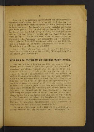 Gründung des Verbandes der Deutschen Gewerkvereine.