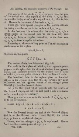 On the covariant geometry of the triangle. [Fortsetzung].