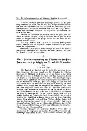 Die 13. Generalversammlung des Allgemeinen Deutschen Frauenvereins zu Leipzig am 28. und 29. September