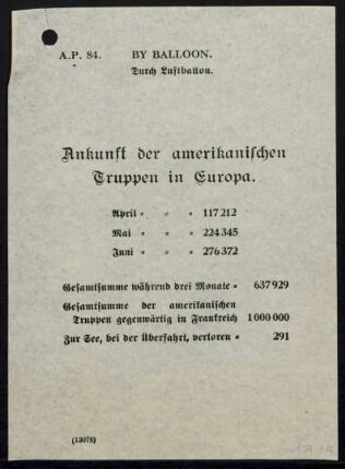 Ankunft der amerikanischen Truppen in Europa