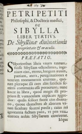 Liber Tertius. De Sibyllinæ diuinationis proprietate & oraculis.