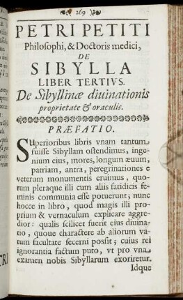 Liber Tertius. De Sibyllinæ diuinationis proprietate & oraculis.