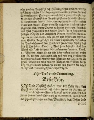 Lehr/ Trost unnd Erinnerung. Erste Lehr.