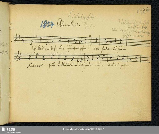 1854 Abendlied: Ach Mutter lasst uns schlafen gehn
