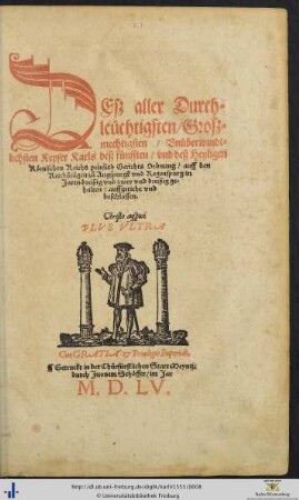 DEß aller Durchleuechtigsten/ Großmechtigsten/ Vnueberwindtlichsten Keyser Karls deß fuenfften/ vnd deß Heyligen Roemischen Reichs peinlich Gerichts Ordnung : auff den Reichßtaegen zů Augspurgk vnd Regenspurg/ in Jaren dreißig vnd zwey vnd dreißig gehalten/ auffgericht vnd beschlossen.