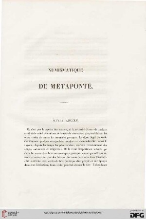 Numismatique de Métaponte