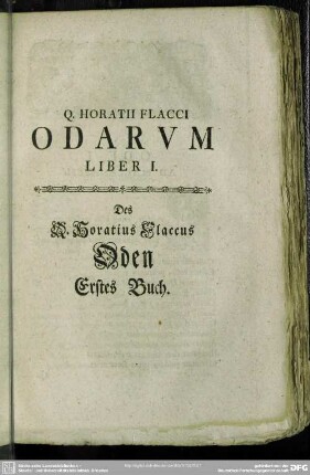 Q. Horatii Flacci Odarum Liber I.