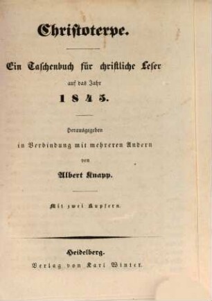 Christoterpe : ein Jahrbuch für d. dt. Haus. 1845