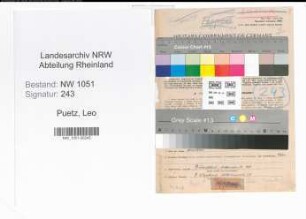 Entnazifizierung Leo Puetz , geb. 06.04.1893 (Verwaltungsangestellter)