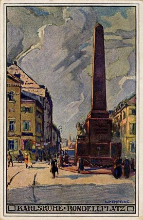 Postkartenalbum mit Motiven von Karlsruhe. "Karlsruhe. Rondellplatz"