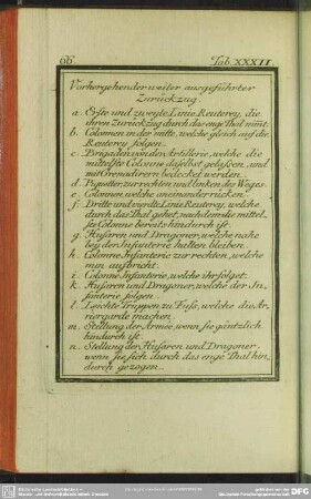 Tab. XXXII. Vorhergehender weiter ausgeführter Zurückzug