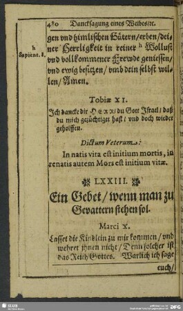 LXXIII. Gebet, wenn ma sol Gevatter stehen