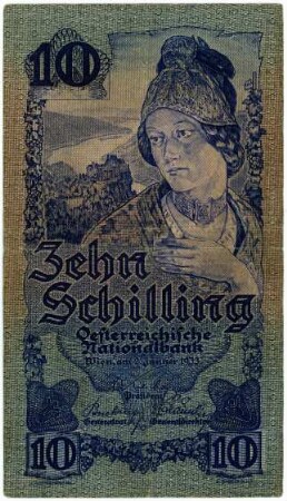 Geldschein, 10 Schilling (ATS), 2.1.1933