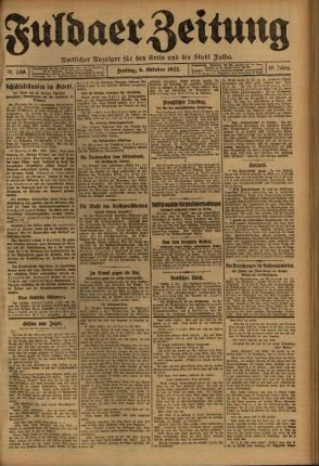 Ausgabe vom Freitag, den 06. Oktober 1922.