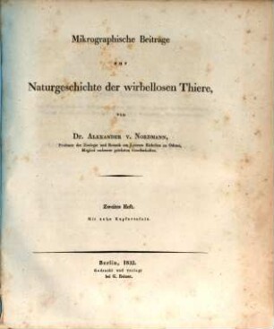 Mikrographische Beiträge zur Naturgeschichte der wirbellosen Thiere. 2